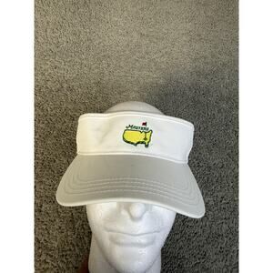 Masters Hat Visor Strap Back Mens One Size White Embroidered Logo Golf
